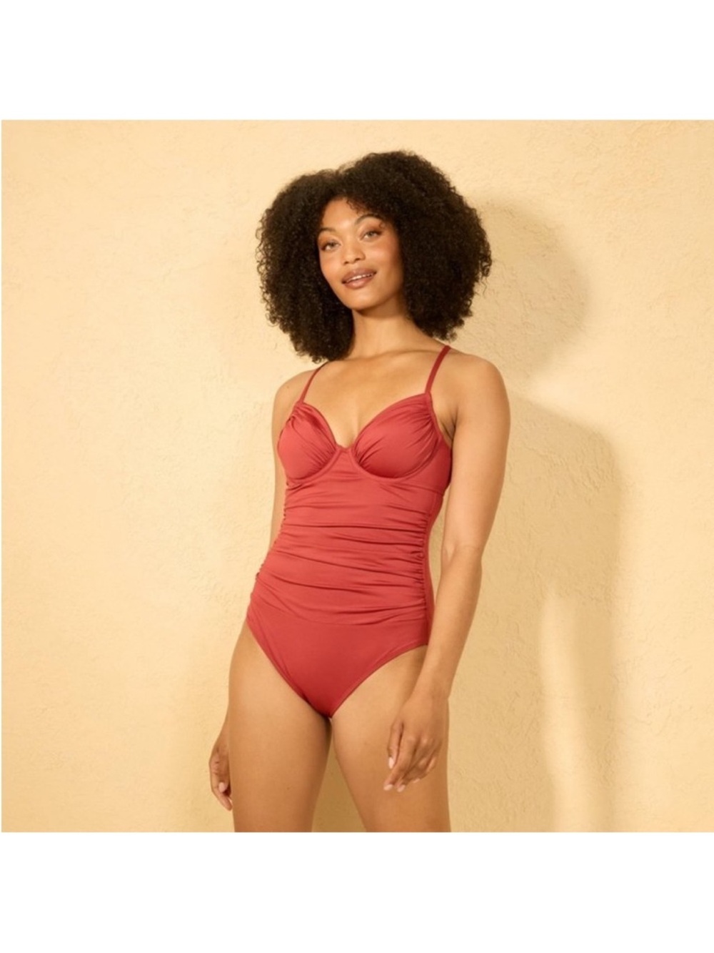 Shade & Shore, Women's Shirred Underwire Full Coverage One Piece Swimsuit